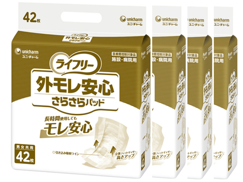 ライフリー　外モレ安心さらさらパッド 48枚入×4袋セット（1ケース 計192枚入）施設・病院用 男女共用【ユニチャーム】