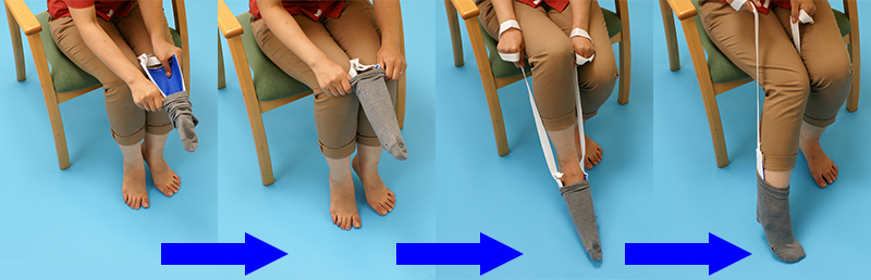 靴下を履くアシスト補助具ソックスエイド（先割れタイプ） : 更衣用具 : 介護用具