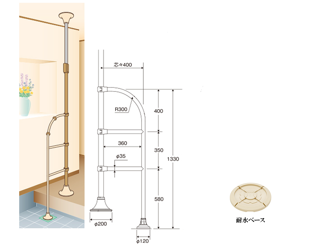 べスポジ-ｅ 玄関アーム レギュラーセット（丸型天井ベース）