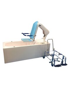 シャワーキャリーから、リフトと接続したシート部が分離して、そのまま浴槽に入ります。