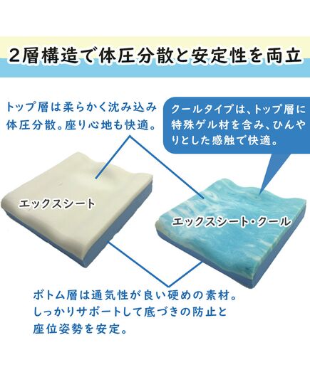 ２層構造ウレタンクッションのエックスシートクッション