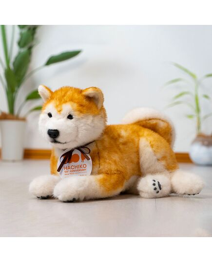 撫でると鳴く、呼べば答えるぬいぐるみ介護ロボットなでなでワンちゃん 秋田犬ハチ